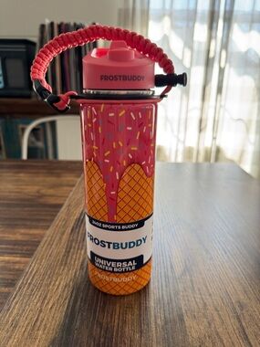 FrostBuddy Pink Kids Water Bottle with Straw Lid